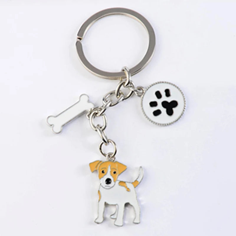 Jack Russell Terrier Key Chains For Women Men Alloy Metal Dog Pendant Key Ring Car Keychain Bag Charm Keyring gifts