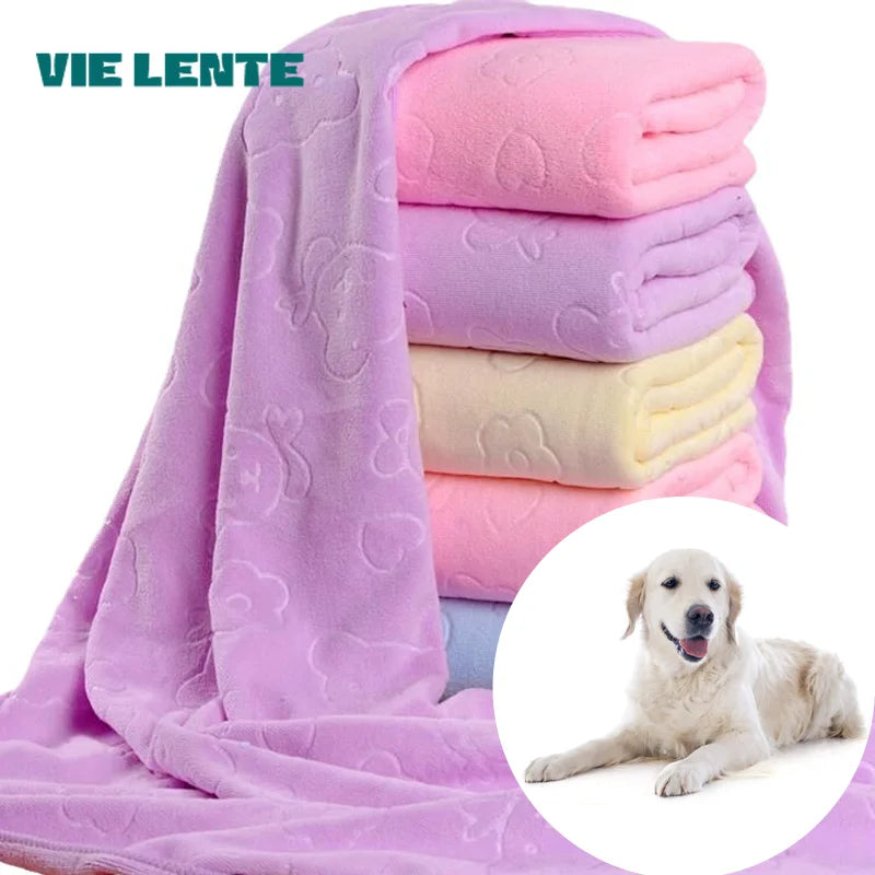 Quick Drying Dog and Cat Towels Soft Fiber Towels Absorbent Bath Towel Pet Bathrobe Convenient Cleaning Towel Pet Supplies
