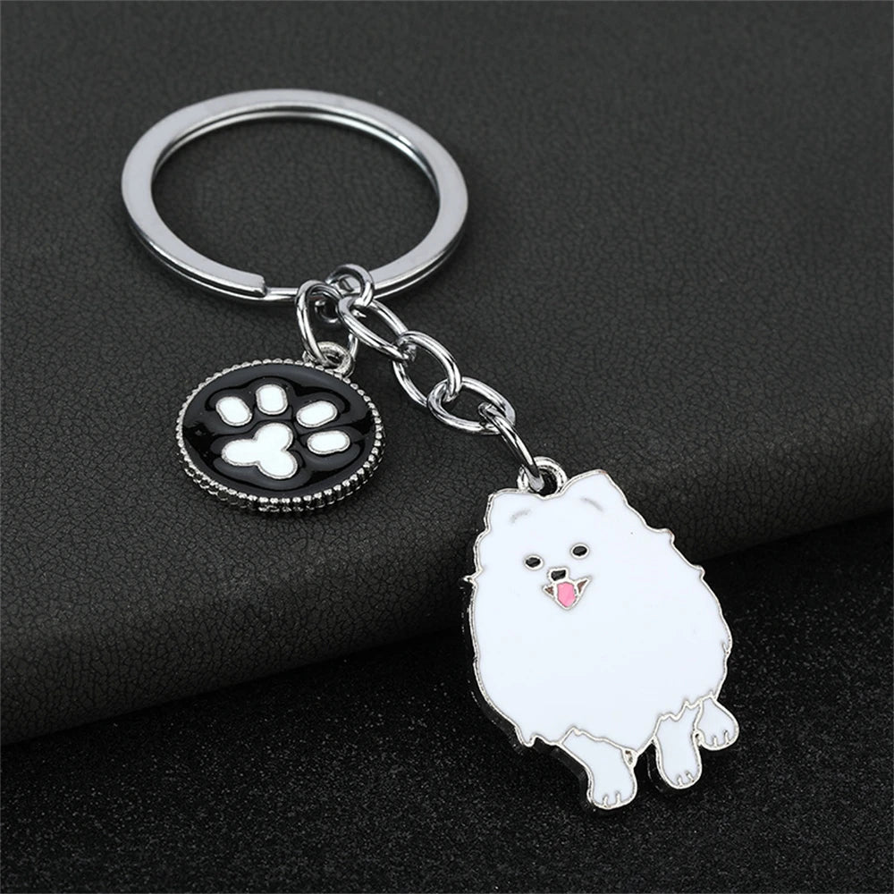 Cute Driving Puppy Keychain Cartoon Corgi Dog Claw Skateboard Pendant Keyring Creative Backpack Car Key Accessories Couple Gift
