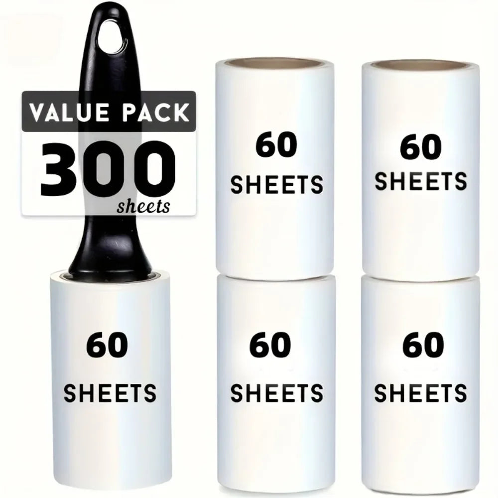 Reusable Lint Roller for Pet Hair - Sticky Adhesive Dust Remover for Furniture Clothes, Household Cleaning Tool with Handle (120