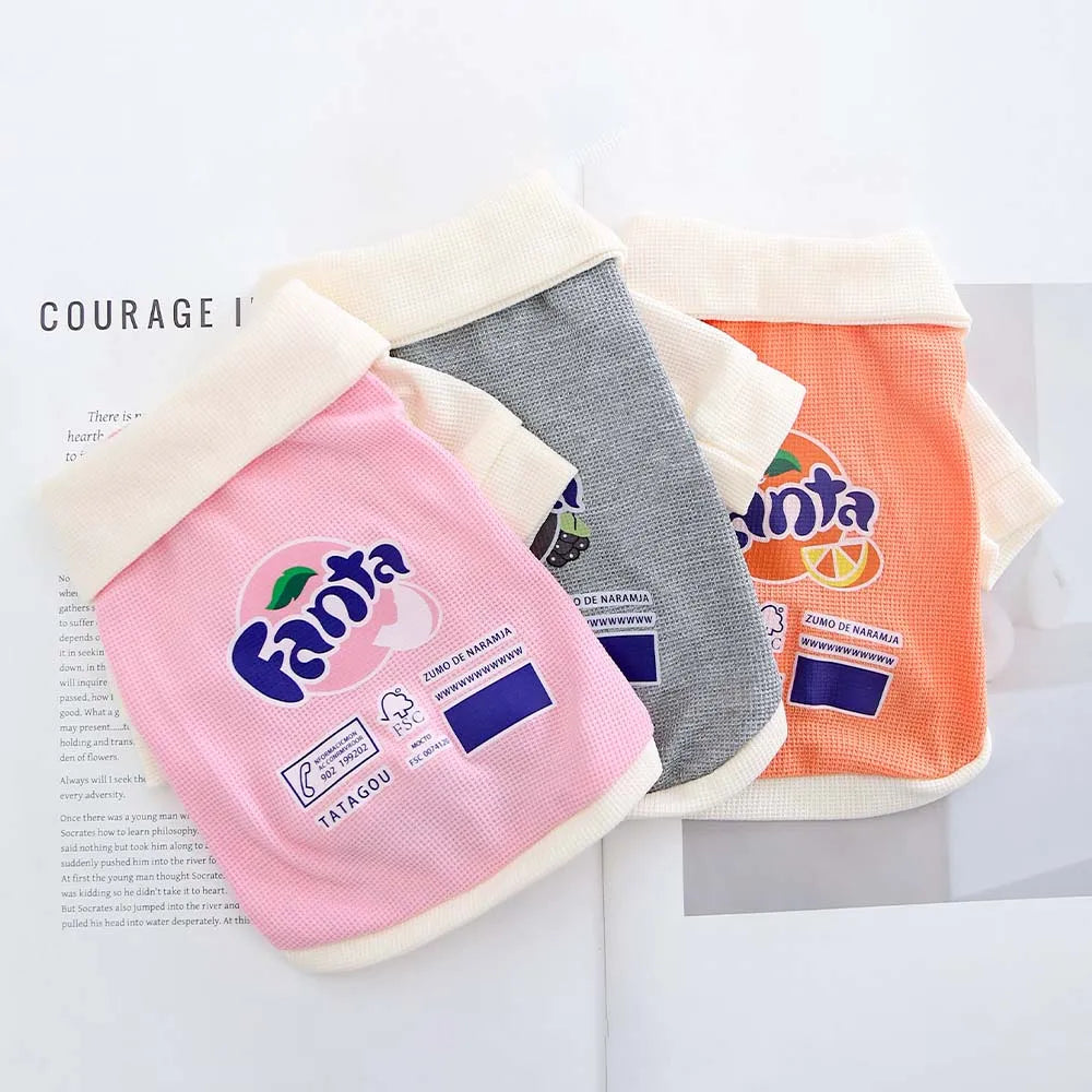 New Spring and Autumn Cat and Dog Pet Universal Cartoon Polo Shirt, Simple Clothes, Fruit Soda, Cute, Western Style, Comfortable