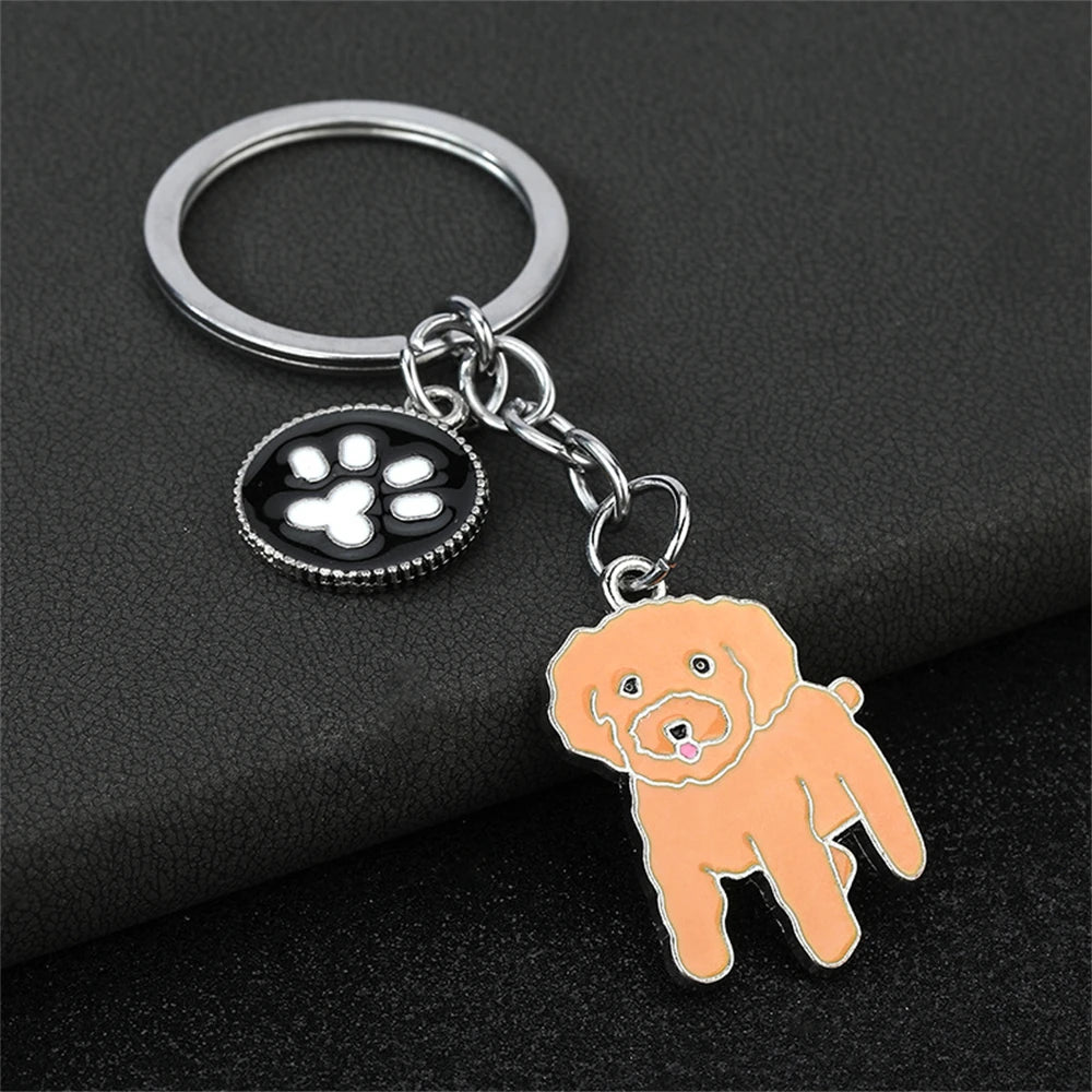 Cute Driving Puppy Keychain Cartoon Corgi Dog Claw Skateboard Pendant Keyring Creative Backpack Car Key Accessories Couple Gift