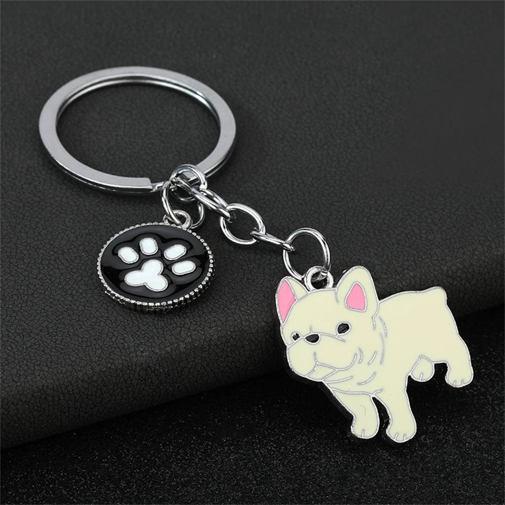 Cute Driving Puppy Keychain Cartoon Corgi Dog Claw Skateboard Pendant Keyring Creative Backpack Car Key Accessories Couple Gift