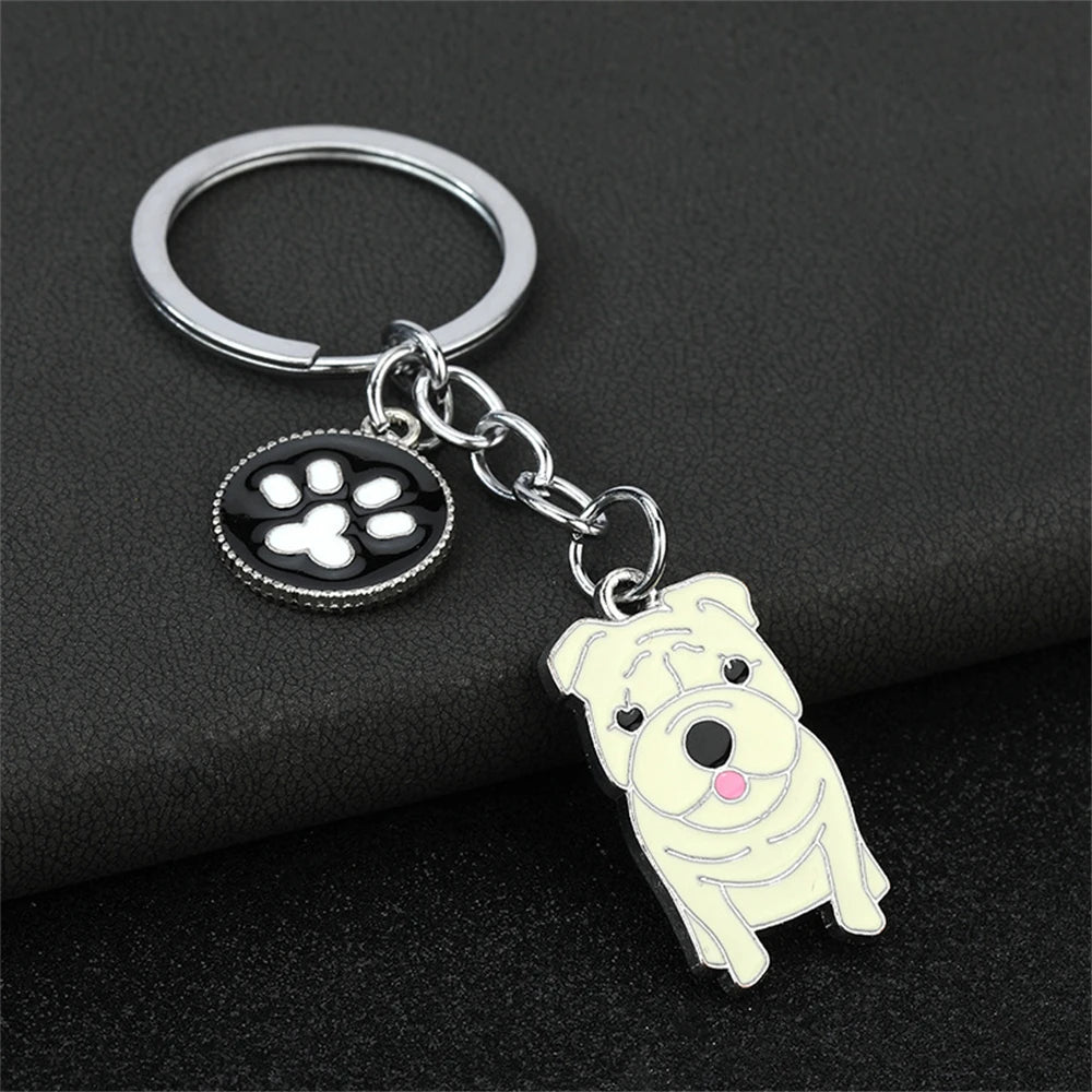 Cute Driving Puppy Keychain Cartoon Corgi Dog Claw Skateboard Pendant Keyring Creative Backpack Car Key Accessories Couple Gift