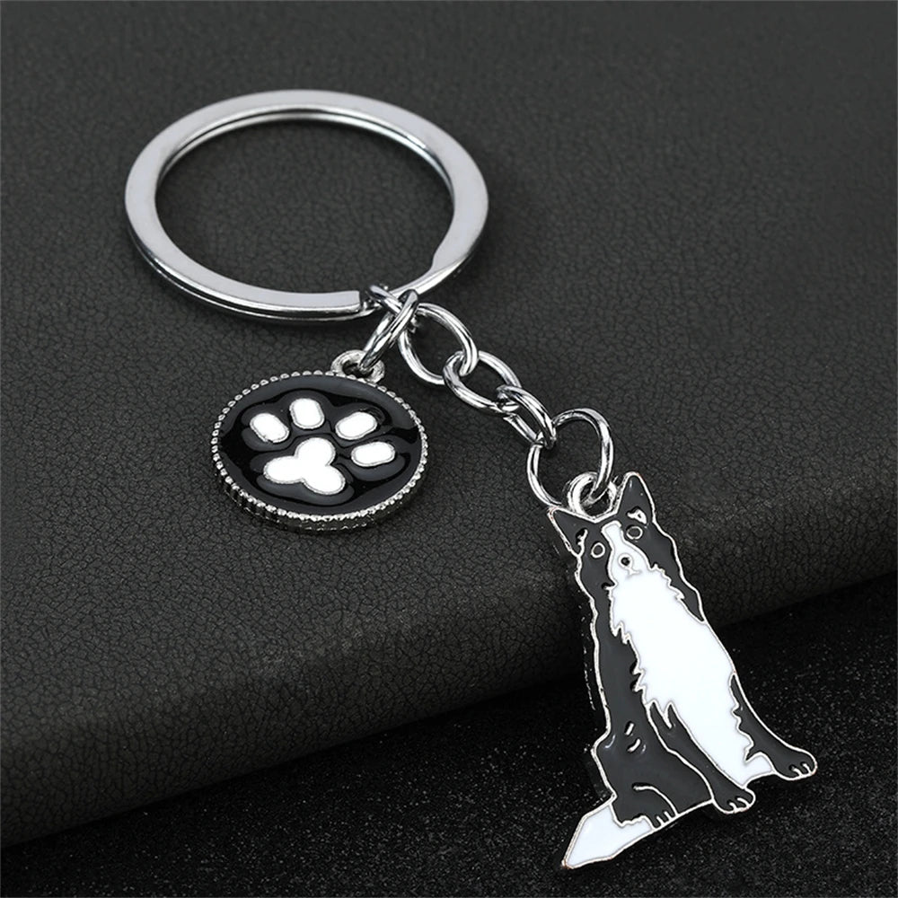 Cute Driving Puppy Keychain Cartoon Corgi Dog Claw Skateboard Pendant Keyring Creative Backpack Car Key Accessories Couple Gift