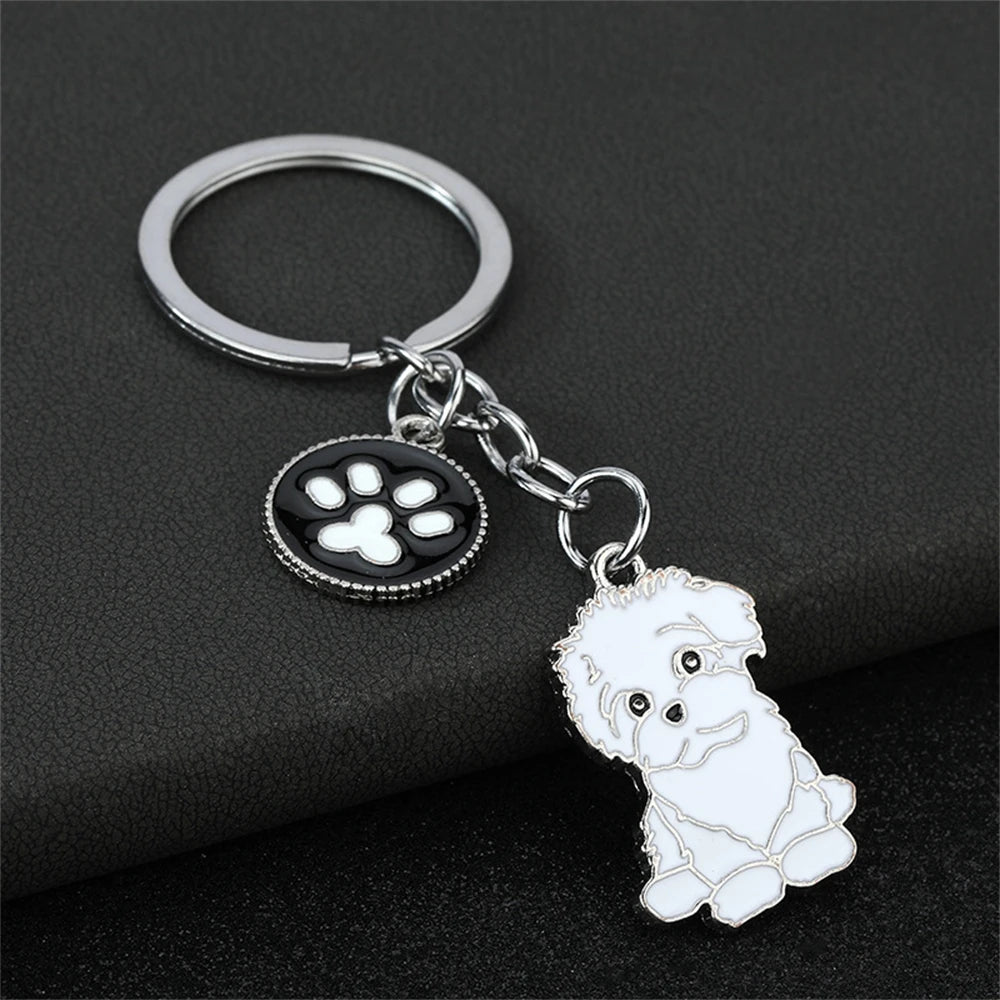 Cute Driving Puppy Keychain Cartoon Corgi Dog Claw Skateboard Pendant Keyring Creative Backpack Car Key Accessories Couple Gift