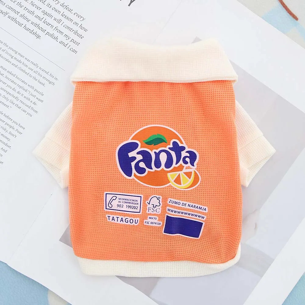 New Spring and Autumn Cat and Dog Pet Universal Cartoon Polo Shirt, Simple Clothes, Fruit Soda, Cute, Western Style, Comfortable