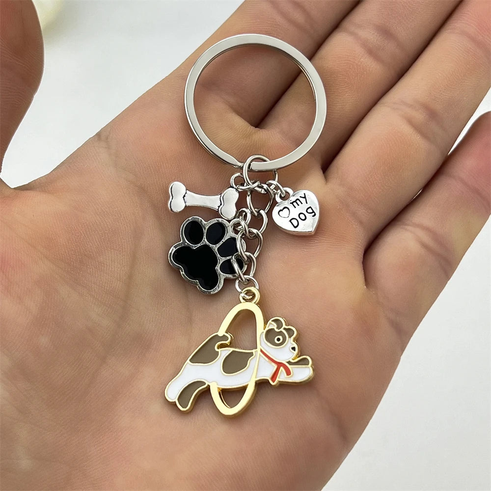 Cute Driving Puppy Keychain Cartoon Corgi Dog Claw Skateboard Pendant Keyring Creative Backpack Car Key Accessories Couple Gift