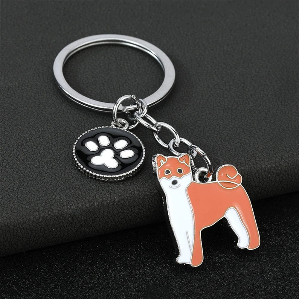 Cute Driving Puppy Keychain Cartoon Corgi Dog Claw Skateboard Pendant Keyring Creative Backpack Car Key Accessories Couple Gift