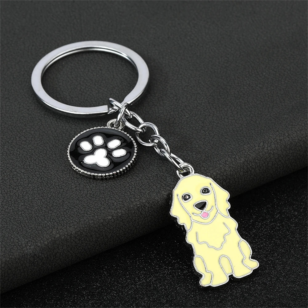 Cute Driving Puppy Keychain Cartoon Corgi Dog Claw Skateboard Pendant Keyring Creative Backpack Car Key Accessories Couple Gift