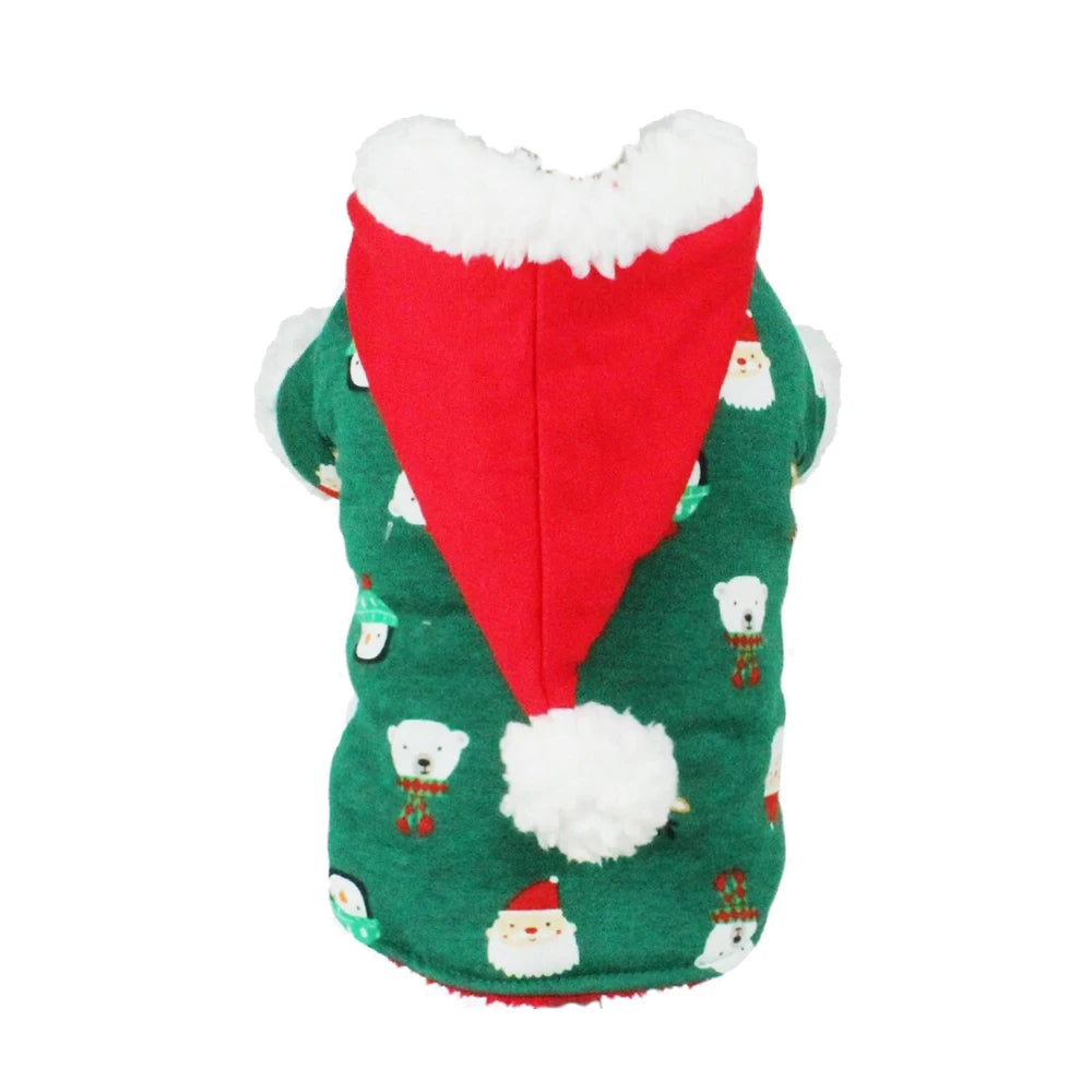 Dog Coat Hoodie Christmas Outfits for Small Dogs Cats Winter Warm Fleece Puppy Hooded Jacket Cute Yorkie Chihuahua Pug Costume