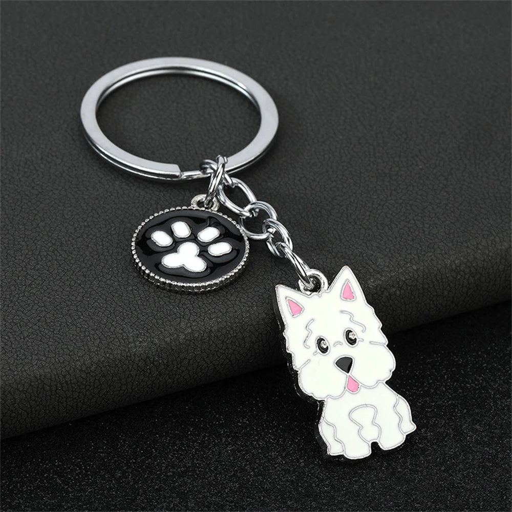 Cute Driving Puppy Keychain Cartoon Corgi Dog Claw Skateboard Pendant Keyring Creative Backpack Car Key Accessories Couple Gift