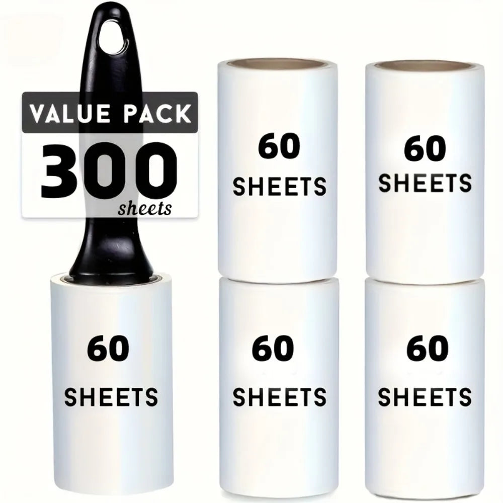 Reusable Lint Roller for Pet Hair - Sticky Adhesive Dust Remover for Furniture Clothes, Household Cleaning Tool with Handle (120