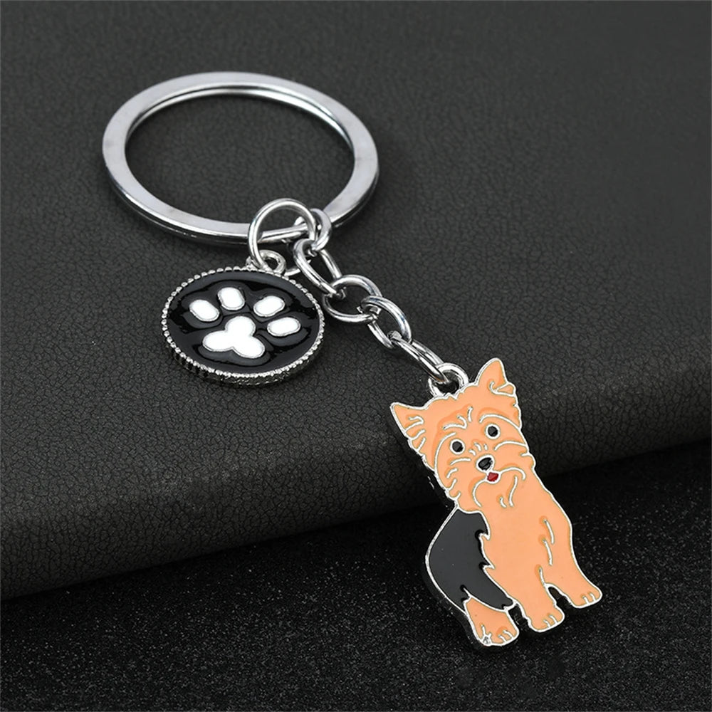 Cute Driving Puppy Keychain Cartoon Corgi Dog Claw Skateboard Pendant Keyring Creative Backpack Car Key Accessories Couple Gift