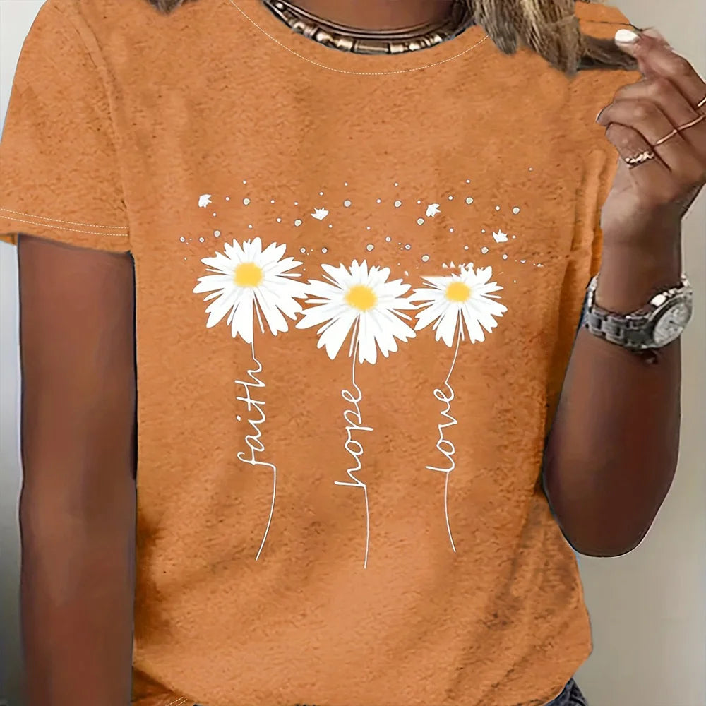 2024 Summer Women's T-shirt Plus Size Heart and Dog Footprint Printed Top Soft and Elastic Casual Shirt Street Fashion Clothing