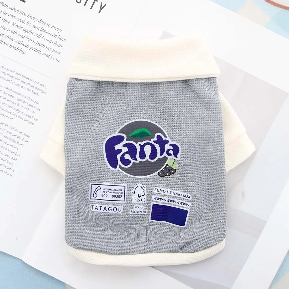 New Spring and Autumn Cat and Dog Pet Universal Cartoon Polo Shirt, Simple Clothes, Fruit Soda, Cute, Western Style, Comfortable